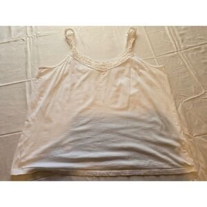 Avenue White Lace Trim Tank Top Plus Size 18/20 Sleeveless Casual‎